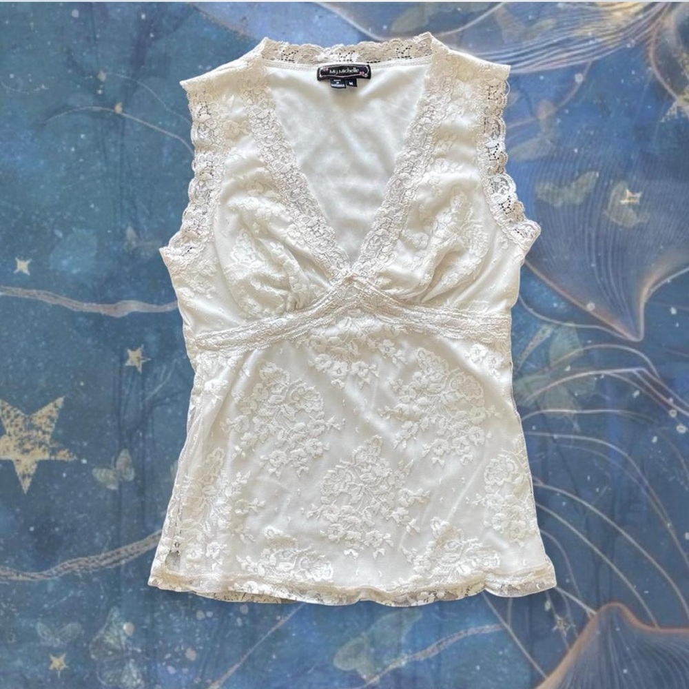 Vintage Y2K Cream Lace Blouse - My Michelle - Size M